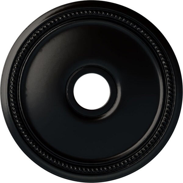 Ekena Millwork Diane Ceiling Medallion (Fits Canopies up to 5 3/8"), 18"OD x 3 5/8"ID x 1 1/8"P, Jet Black CM18DIBLF - main
